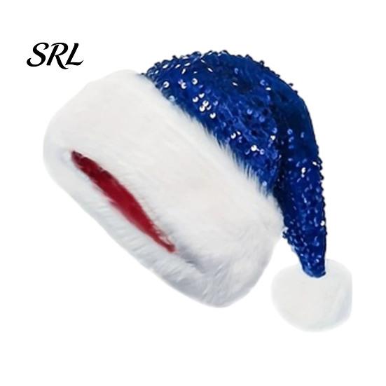 Morbido Cappello Festivo Natale Paillettes Scintillanti Cappello di Babbo Natale per Adulti, Velluto Peluche Glitter Bling Carino Copricapo di Natale Famiglia con Pompon Soffice Nuovo