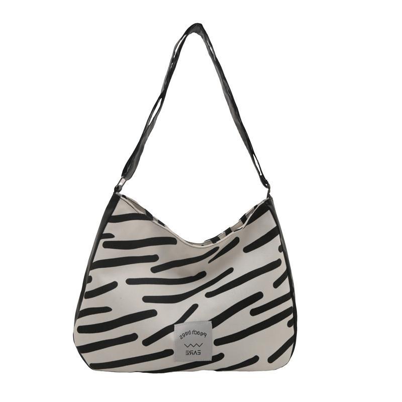 Stylish White Canvas Tote Bag For Women 2024 Featuring Trendy Stripes And Spacious Design