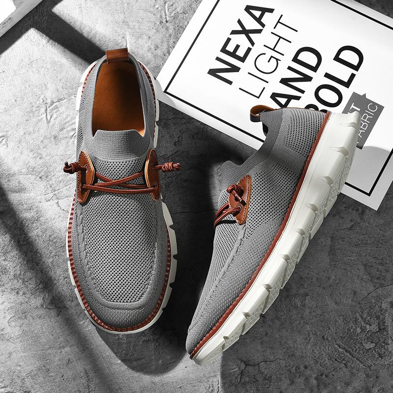 Large size four-season breathable fly-woven mesh running shoes, lightweight cushioning sports and leisure shoes