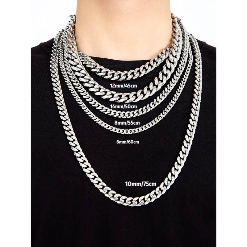 

Sickblue Fashion Trendy High Quality Titanium Steel Cuban Link Chain Silver 6mm 45cm