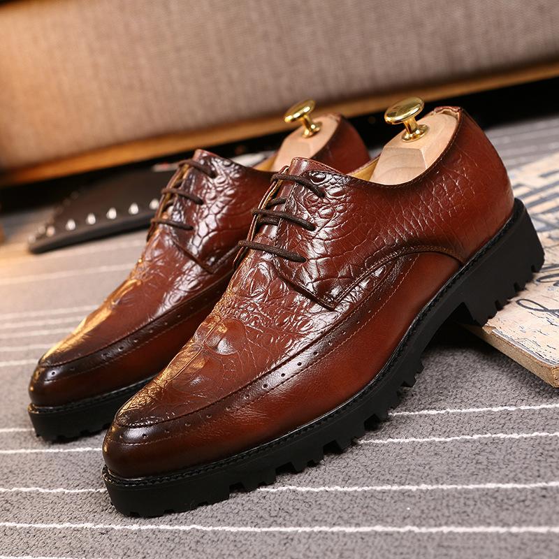 Leather shoes men's winter velvet British style formal wear pointed head inner height increase casual wedding shoes business work men's shoes