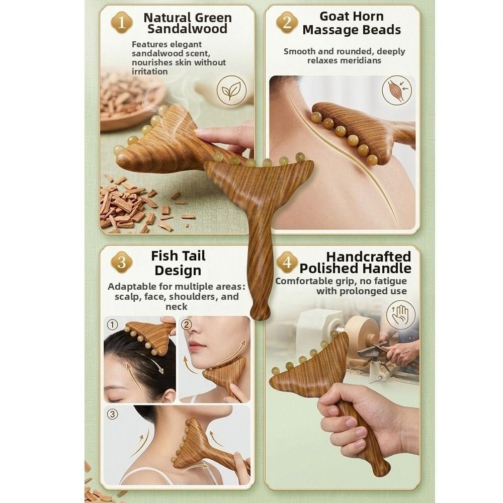 Sandalwood Meridians Massage Comb Copper/Horn Balls Lymphatic Drainage Massager Breast Massage