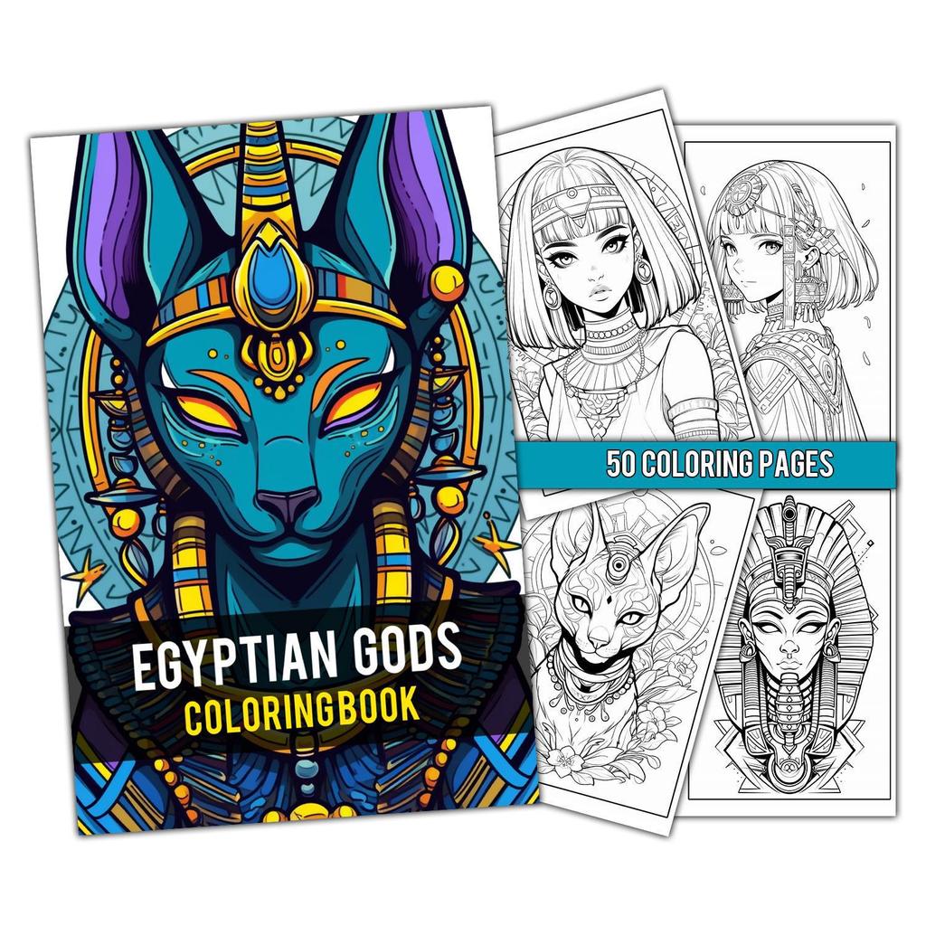 Livre de coloriage des divinités égyptiennes: 50 Pages d'Art de Mythologie Ancienne pour le Soulagement du Stress des Adultes (Taille A5)