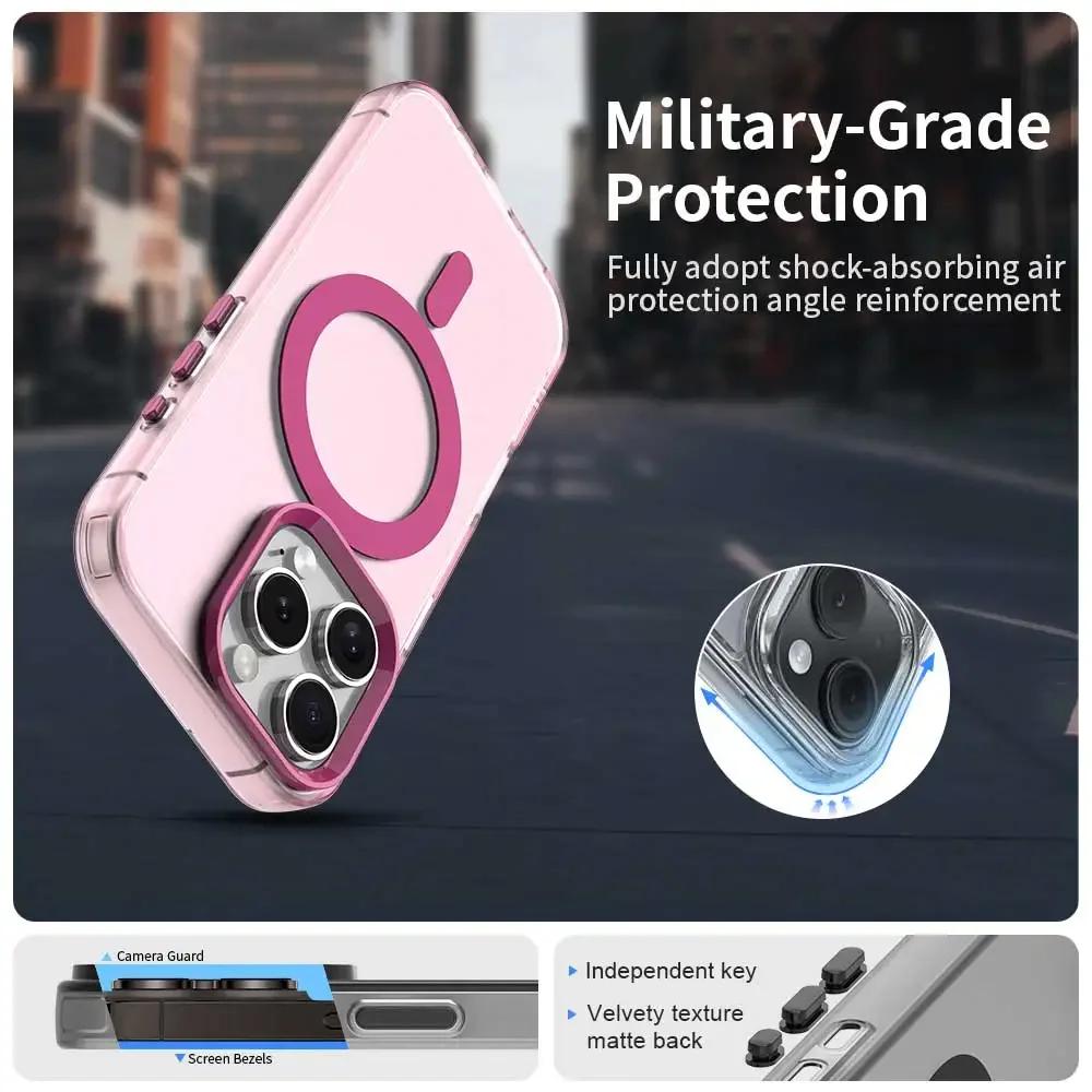 New Matte Candy Magnetic Wireless Charging Transparent Case for iPhone 16 14 13 12 11 15 Pro Max Plus Magsafe Shockproof Cover