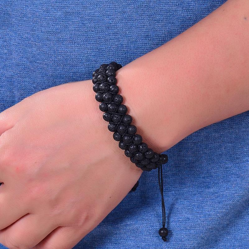 JYL TS Bracelet Triple-Layer Volcano Stone  Braided Enhances Vitality & Protection