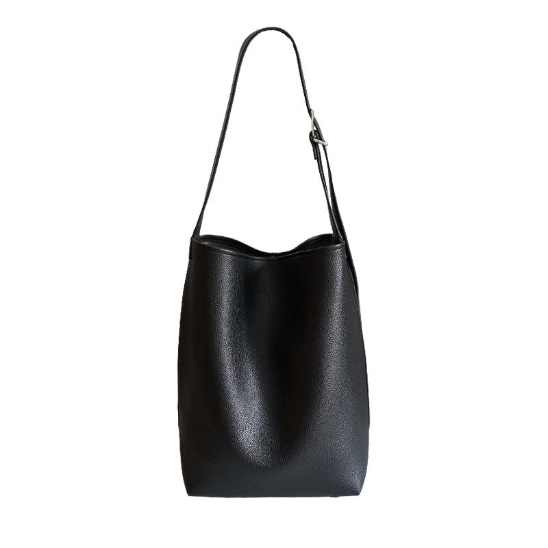 Large capacity lazy cowhide women's bucket bag shoulder commuter computer large