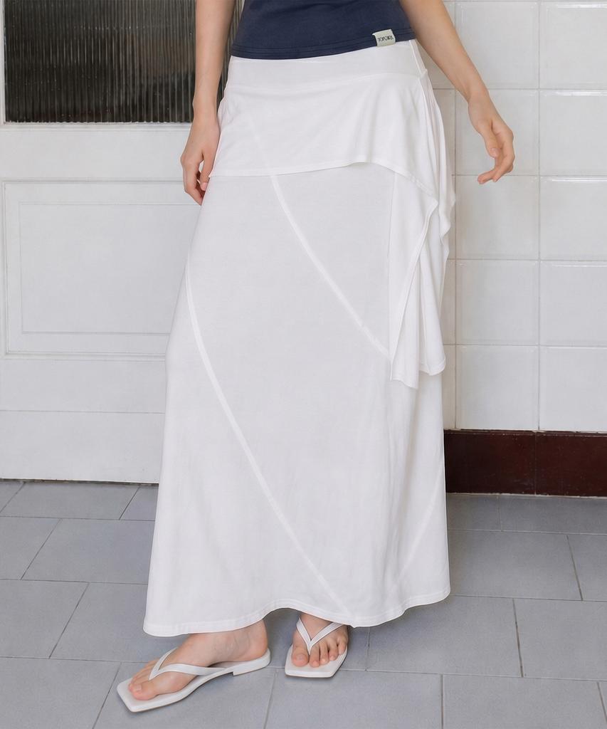 Top Girl Drop Layered Wide Banding Skirt_T611Bt766
