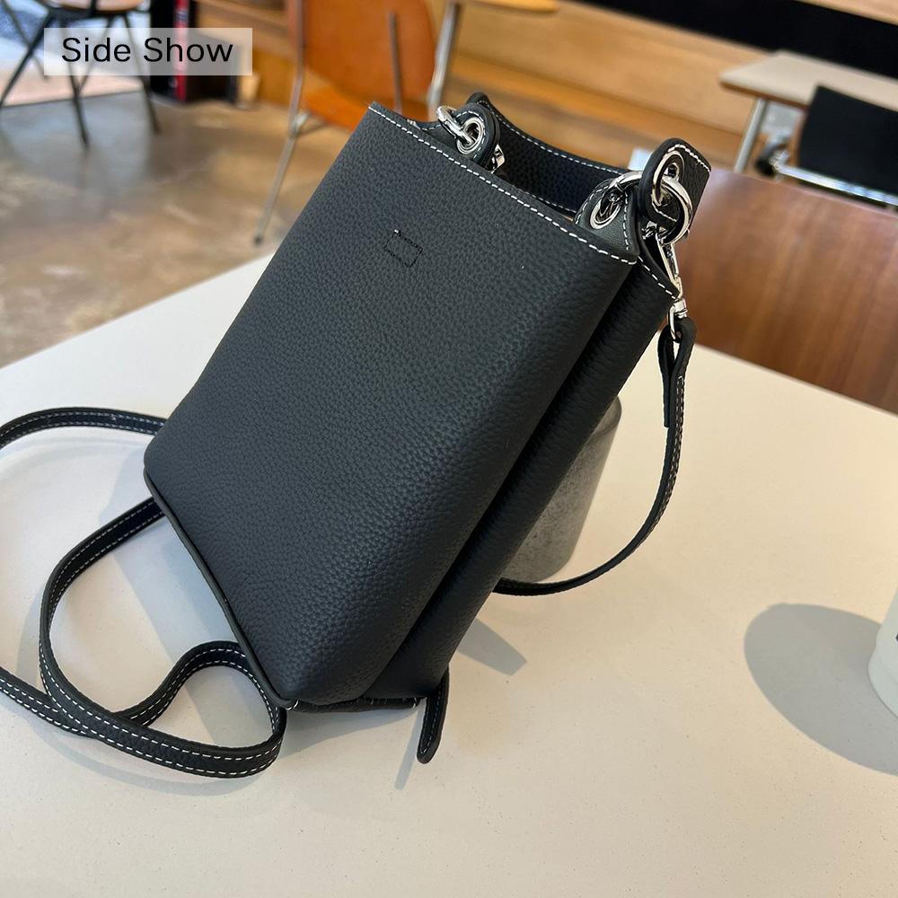 2025 Neue Mini Damen Schultertaschen Echtes Leder Kleine Handtasche Paneeliert Erste Schicht Rindsleder Umhängetasche Eimertaschen Geldbörse