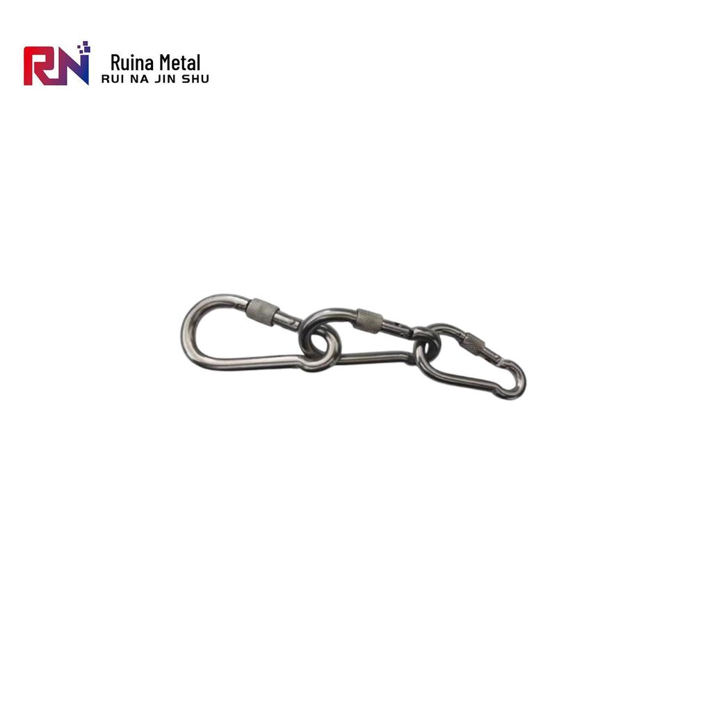 Stainless Steel Screw Spring Carabiner Keychain Safety Buckle