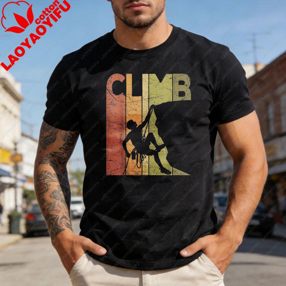 Climb Rock Climbing Adventure Outdoor Sport Men T Shirt Cotton Summer Short Sleeve Casual Fashion Top Gift for Climber