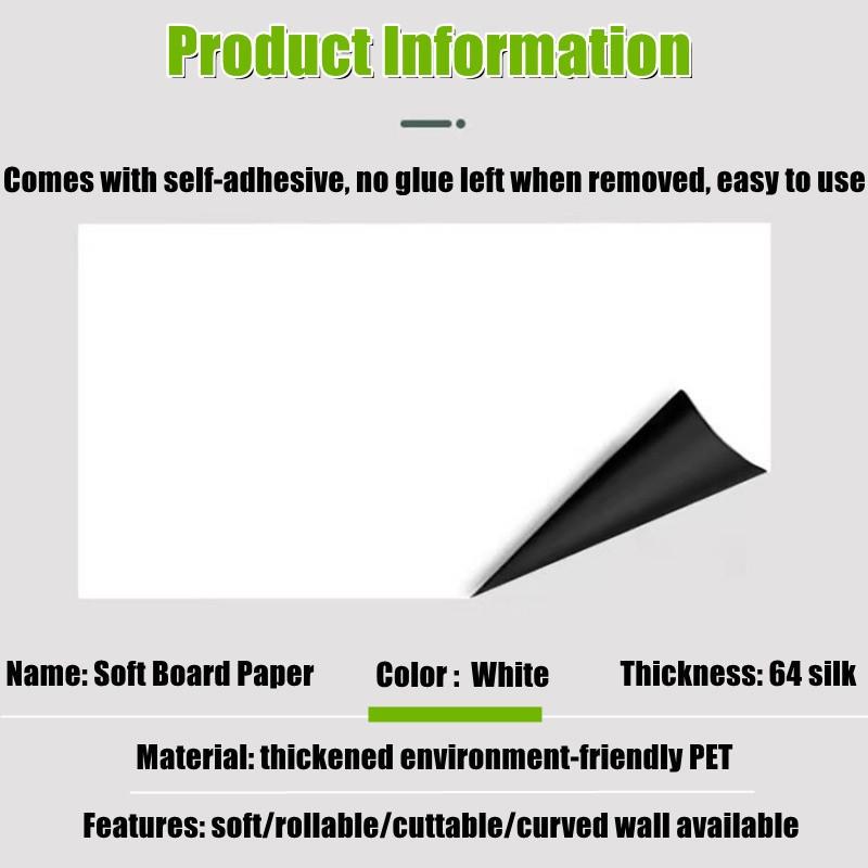Sticker Soft Self-Adhesive White Board Kid Drawing Blackboard School Office Teaching Supplies Wall Magnetic Whiteboard