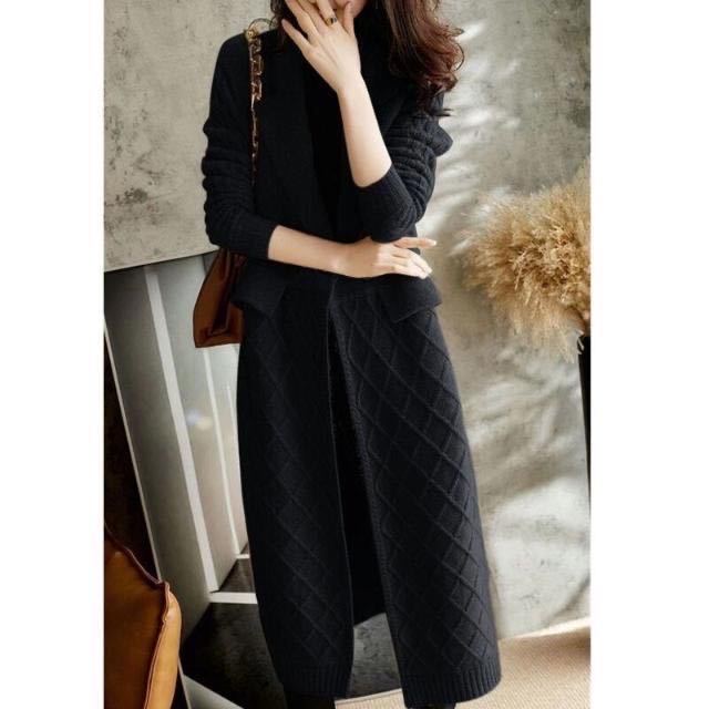 Knitted Cardigan Women's Solid-color Long Sweater Coat Casual Long-sleeved Sweater Windbreaker Coat