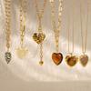 Heart-Shaped Heart Pendant Necklace Leopard Print Charms Jewelry Fashion Y Shape Chain  Women