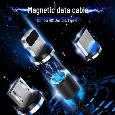 Nylon Magnetic 3-in-1 Charging Cable for Android, Apple, and Type-C Devices