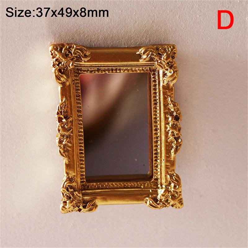 Furniture Miniature Mirror Mirror Doll Wall Room 1/12 Dollhouse House Mirror Miniature Frame Accessories