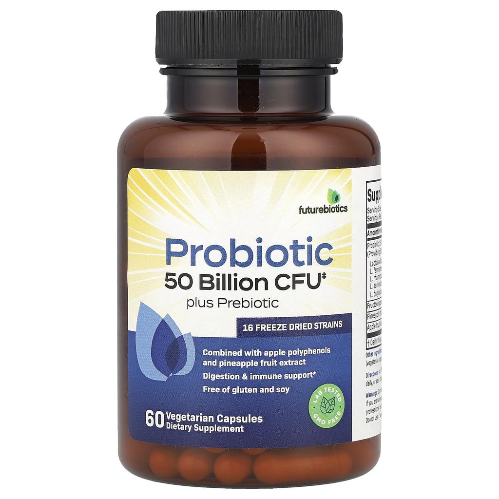 Probiotic Plus Prebiotic, 50 Billion Cfu, 60 Veggie Capsules (25 Billion Cfu Per Capsule)