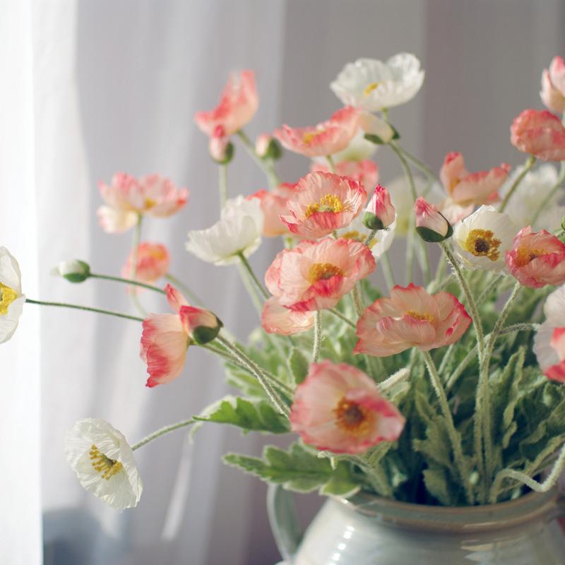 Artificial Flowers Fake Poppy Silk Flowers Long Stem Housewarming Garden Decor Wedding Poppy Flower Wedding Bridal DIY Bouquet