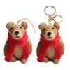 Brown Bear Pendant Keychain Felt Animal Charm Keyring Stylish Backpack Ornament Fashionable Accessory for Bags and Keys