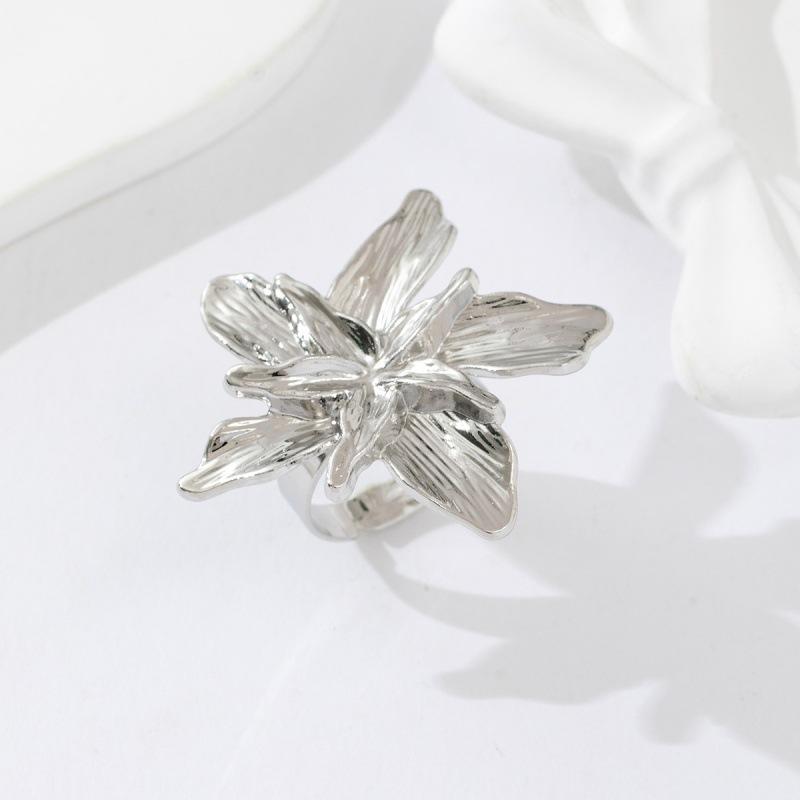 

Personalized Design Women s Double Layered Large Flower Earrings Trendy Punk Party Adjustable Ring Fashion Jewelry Gifts