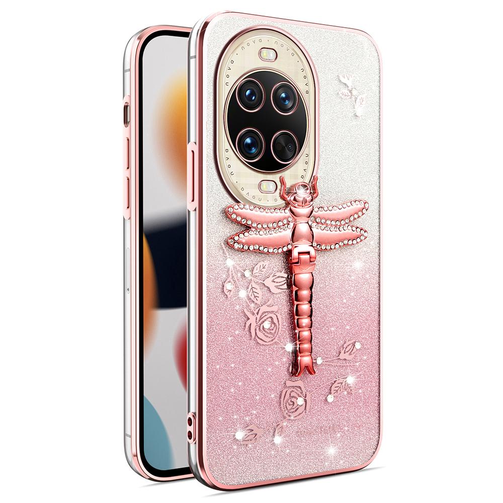 

KADEM For Huawei nova 14 Ultra 5G Case Dragonfly Kickstand TPU Flowers Glitter Phone Cover Pink