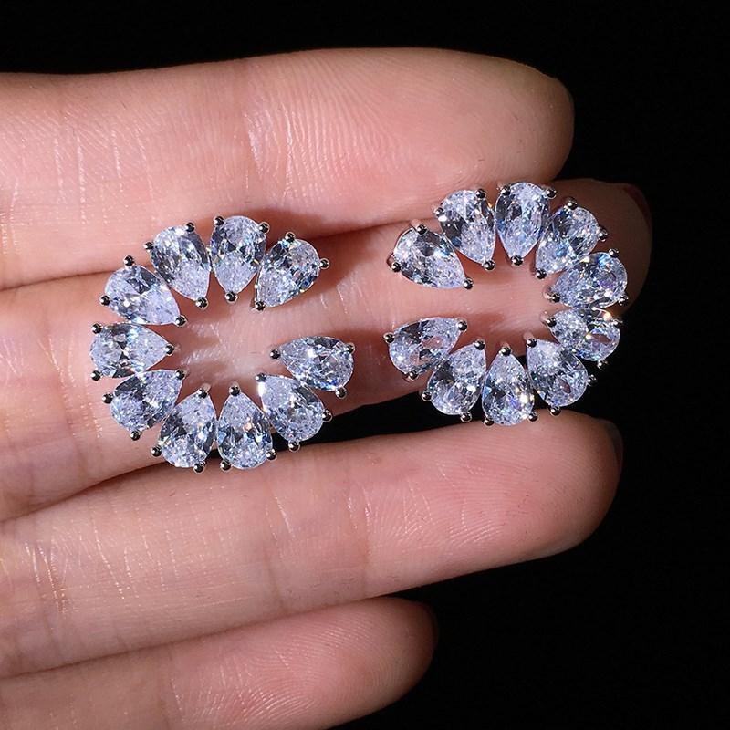 Micro-Set Sparkling Zircon Tremella Needle Earrings Women'S Simple Personality Temperament Earrings Accessories Ear Jewelry