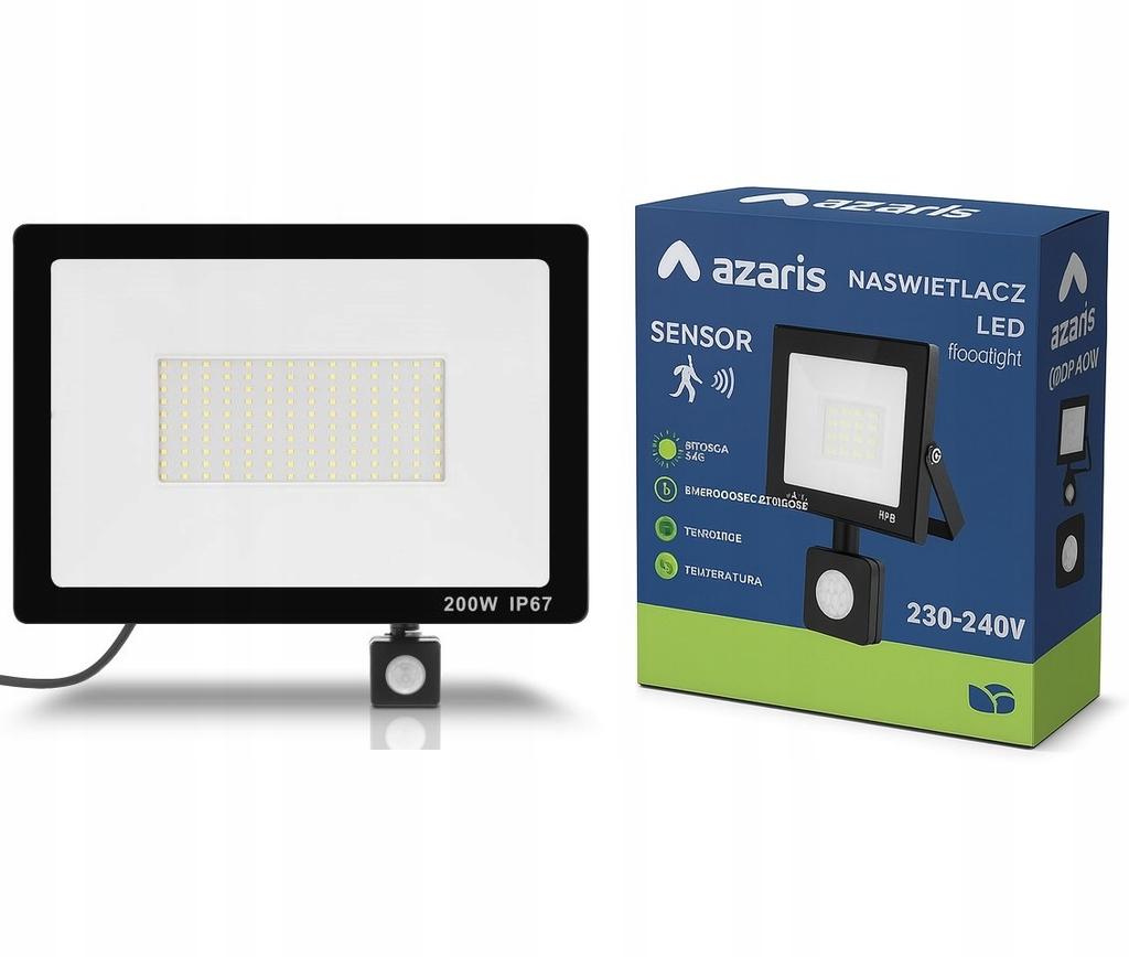 200W LED floodlight lamp, motion sensor, twilight, IP65, outdoor premium