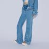 Li Ning Plain Mid-Rise Straight Leg Jeans Women Jeans Light-Denim-Blue AJQT372-1