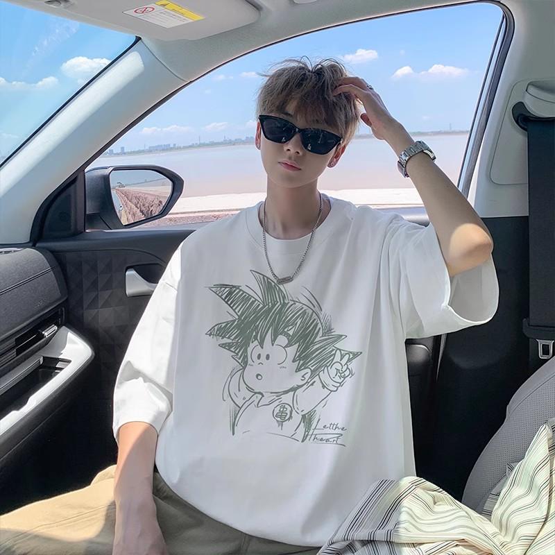 

Мужская замшевая футболка с заниженными плечами, свободная, удобная, с принтом букв, модный бренд, короткий рукав, короткий рукав L белый