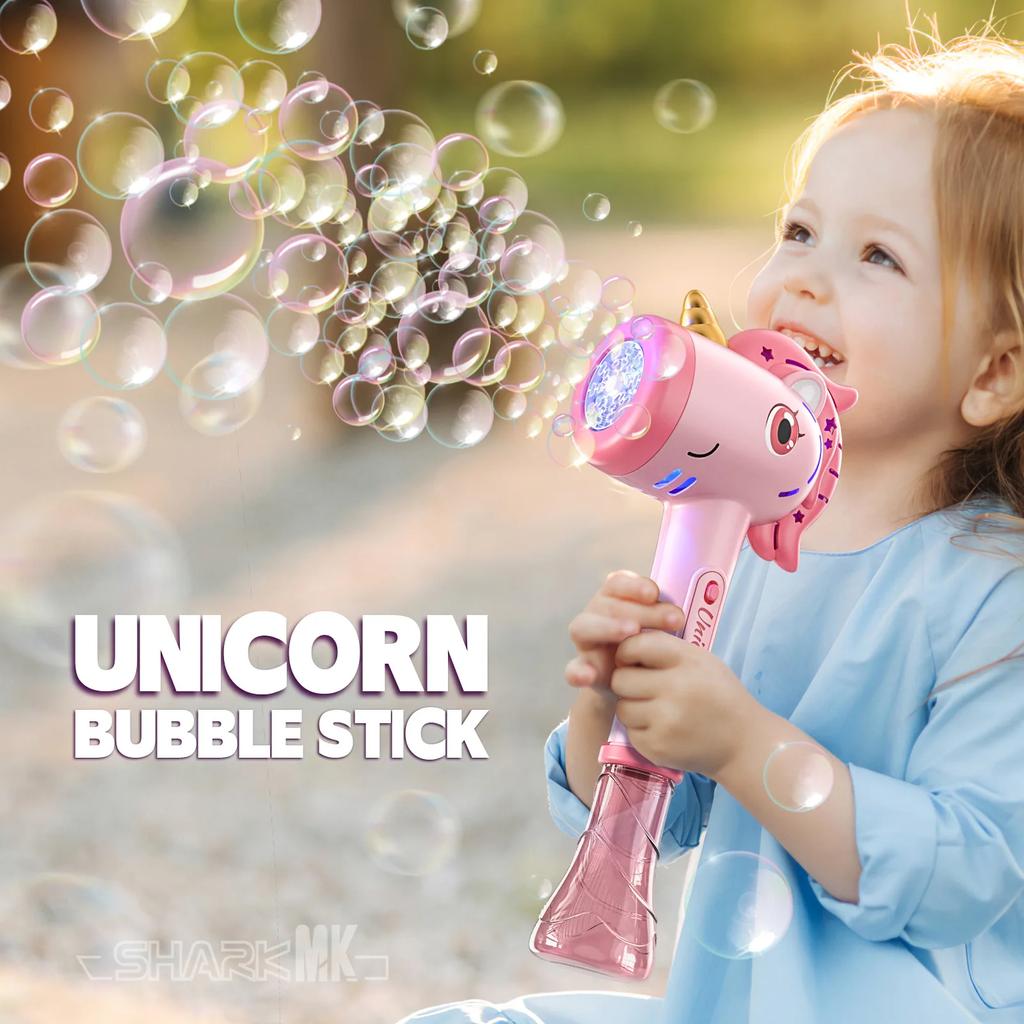 Automatic Bubble Maker Blower Toys with Light For Summer Outdoor Party Gift Bubble Machine Wand for Toddler Unicorn Magic Stick