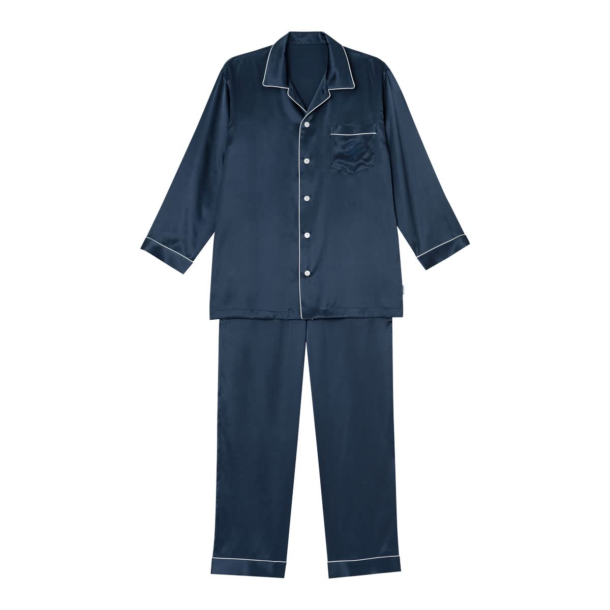 

Wacoal Silk Satin Shirt Silk Men s Pajamas, 100% (Navy, Large)