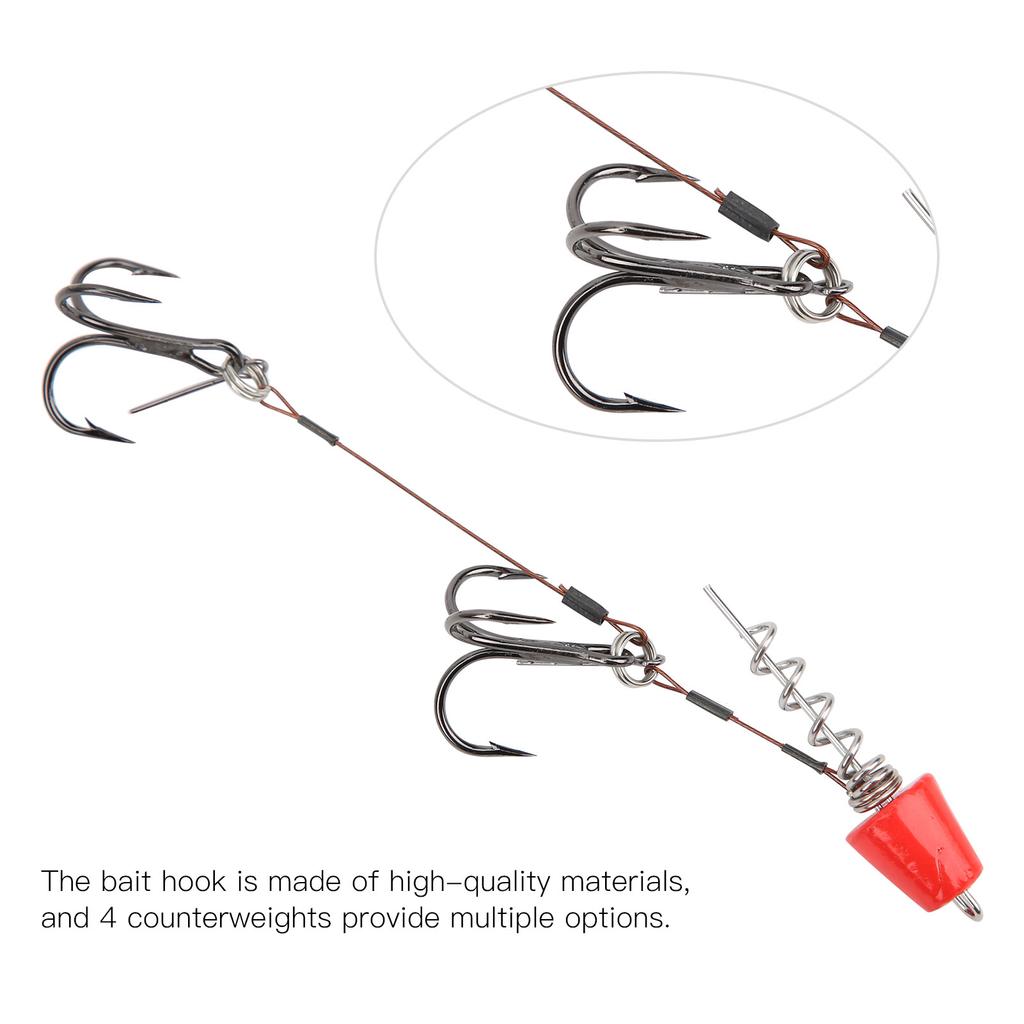 Portable Fishing Steel Wire Fishing Rigs with Treble Fish Hooks Lure Set Accessory