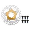 BULLSPANN 1 Set Bicycle Disc Brake 140mm Rounded Bicycle Brake Disc Rotor with 6 Bicycle Floating Disc Brake Rotor for Mountain Road Gold Tone Rotor,