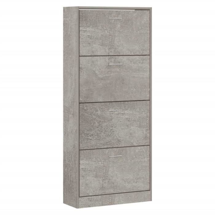 VidaXL Armoire à chaussures Gris béton 63x24x147 cm Bois d'ingénierie 342545