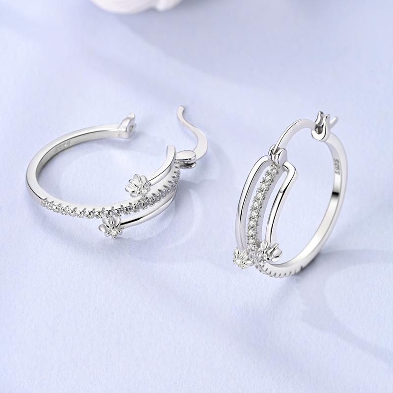 Boucles d'Oreilles Anneaux Empilés en Argent 925 Bijoux d'Oreille de Designer pour Femme Boucle d'Oreille Simple Pendientes de Luxe Bijoux de Mode