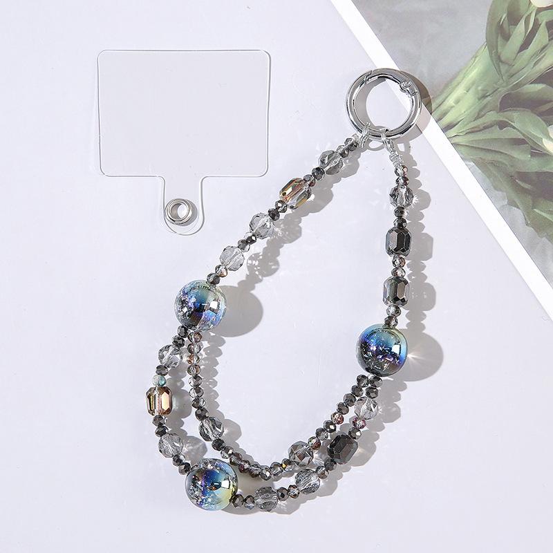Luxury Plating Beaded Bracelet Phone Chain Acrylic Pendant For iPhone 11 13 Pro Max Woman Gold Anti-Lost Chain Hanging Jewelry