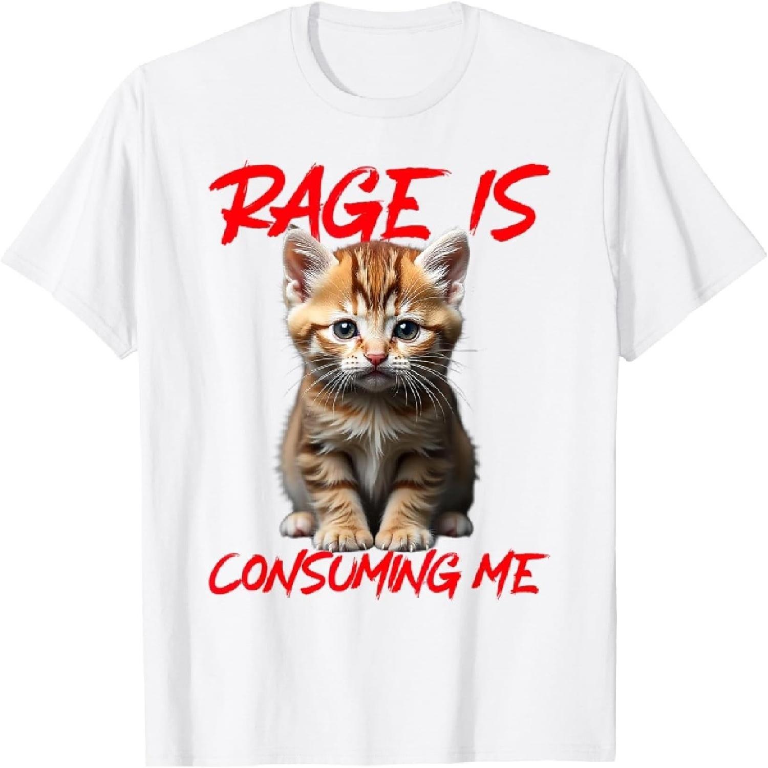 iFreya Rage is Consuming Me Cute Angry Kitten Funny Cat T-Shirt XXXXXL белый