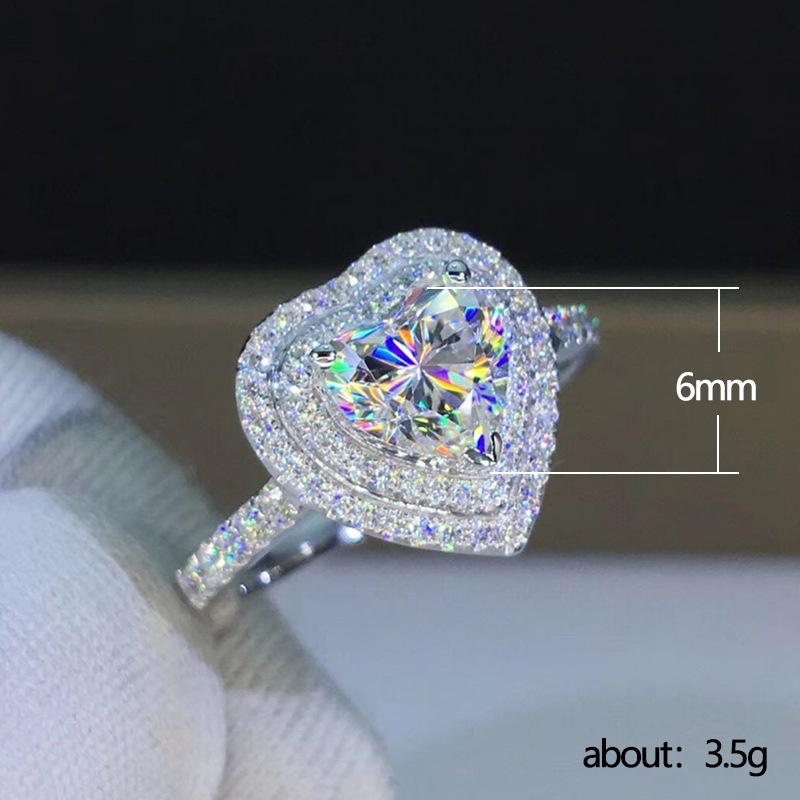 Huitan Women Heart Shaped Ring Inlaid Shining CZ Romantic Wedding Engagement Lady Finger Accessories Party Aesthetic Jewelry