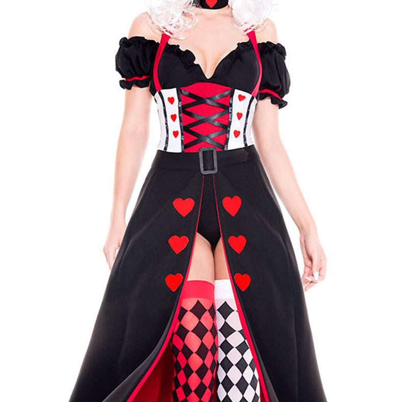 Red Heart Queen Alice In Wonderland Cosplay Costume For Women Halloween Dress Party Outfit Cosplay Apparel Elegant Design Unique Style