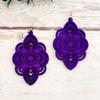 New Vintage Ethnic Style Long Wooden Earrings with Carved Patterns