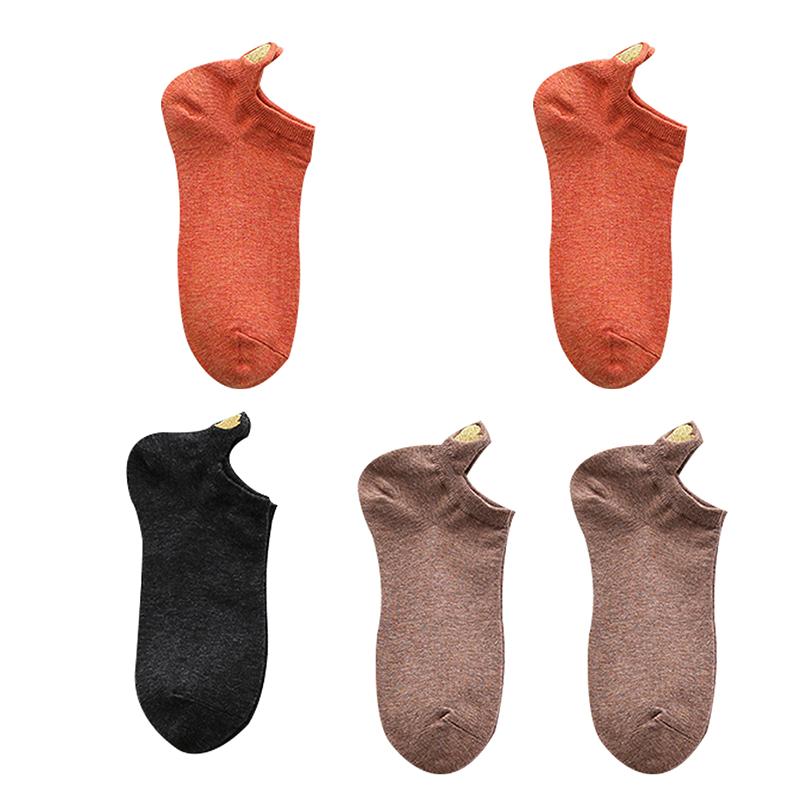 5 Par Skarpetek za Kostkę Gładkich Złoty Jedwab Haft Serce Damskie Skarpetki Bawełniane Nadruk Korony Bawełniane Skarpetki