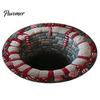 Round Christmas Area Rug Rug, 3D Optical Illusion Floor Mat with Santa Candy Cane Print, Non-Slip Stain Resistant Carpet for Living Room Bedroom