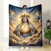 Holy Virgin Mary Sacred Heart Clouds Blanket  Printed Blanket for Living Room Bed Couch Lunch Break Soft Cozy Blanket for Friend's Festival Gift