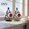 Modern Christmas Tree Decor Table Decoration, Metal Line Art Holiday Sculpture with Gift for Colleagues Red Ball Ornament Xmas Party Desk, Shelf,