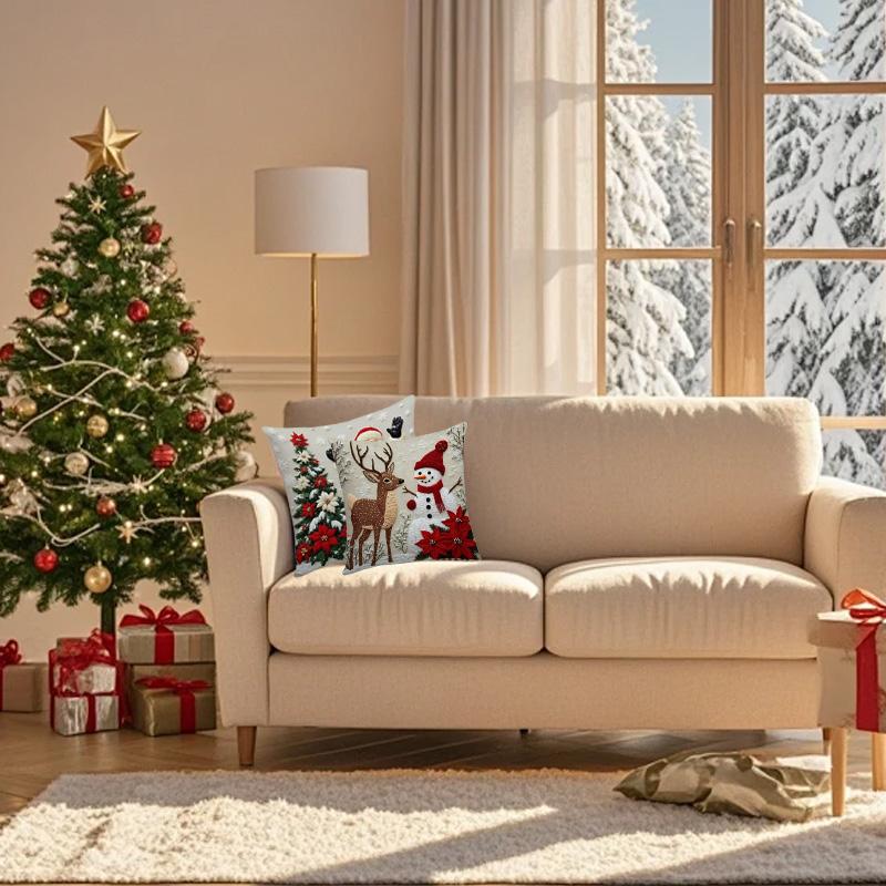 1/4Pcs Pillow Case 45*45cm Xmas Navidad Gifts New Year Gifts Flat Printing 2D Throw Pillow Covers 2026 Cushion Cover Christmas