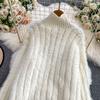 Autumn Winter Women Casual Turtleneck Single Breasted Furry Mohair Knitted Sweater Cardigans Tops Jacket Coat