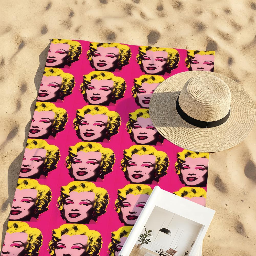 Pop Art A-Andy W-Warhol-S Ručník Sportovní Rychleschnoucí Cestovní Kempingové Vybavení Pískuvzdorný Měkký Lehký Velký Plážový Ručník