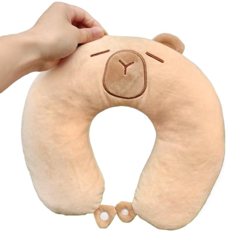

Capybara Plush U Shape Pillow Portable Travel Pillow Outdoor Nap Sleeping Office Worker Students Neck Pillow Birthday Gift