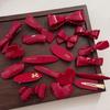 Festive Wine Red Bow Duckbill Hair Clip - Sweet Retro Style