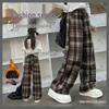 2025 Autumn/Winter Girls' Fashion Plaid Wide-Leg Barrel Pants - Stylish Casual Trousers for Kids