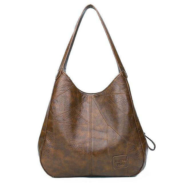 Vintage Large Capacity Shoulder Bags for Women Retro PU Leather Handbag Totes Solid Color Fashi Hand Bag Pack